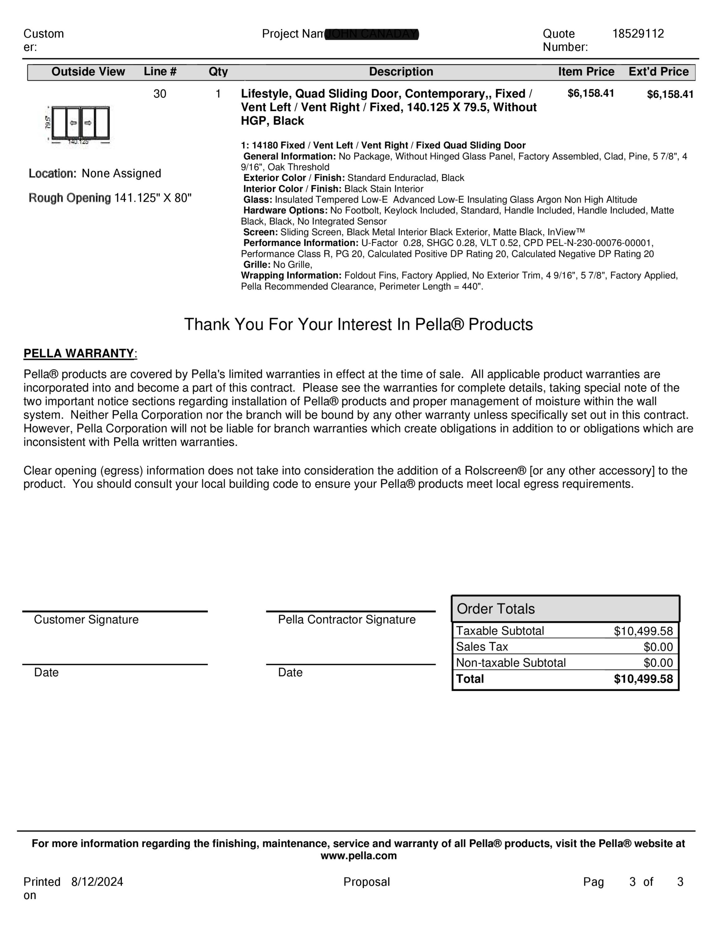 Pella Impervia series quote from Advanced Window and Door Distribution